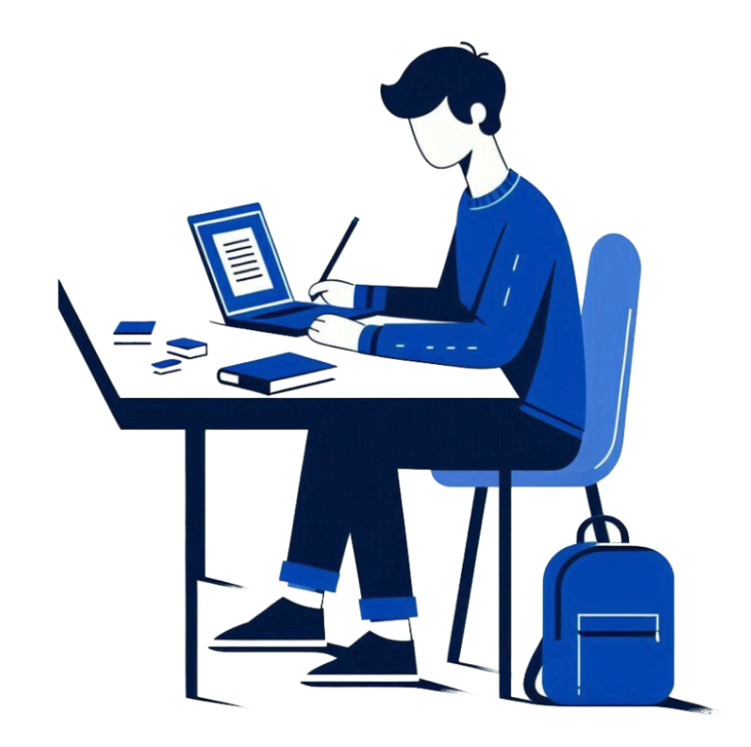 Student studying illustration